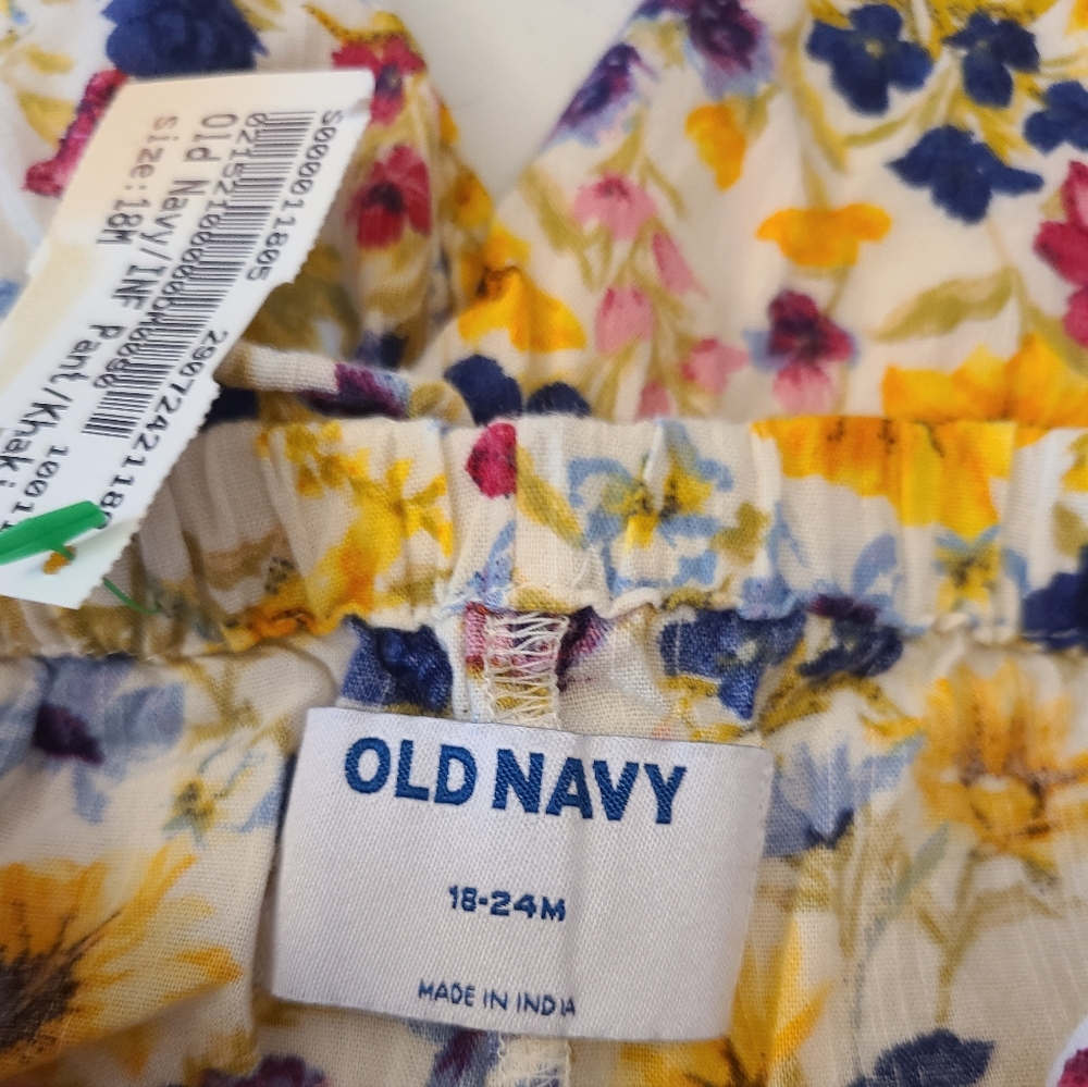 Old Navy Matched Set Long-Sleeve Top With Pants Gold And Floral Size 18 To 24 Mo - Picture 6 of 12